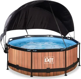 Exit Toys Wood Frame Pool mit Filterpumpe und Sonnenschutz rund 244x76cm