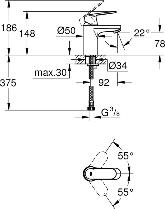 Grohe Eurosmart Cosmopolitan Einhand-Waschtischbatterie 1/2" S-Size chrom