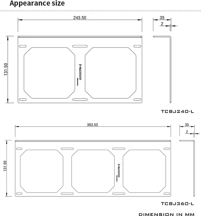 Barrow Halterung für 360mm Radiatoren