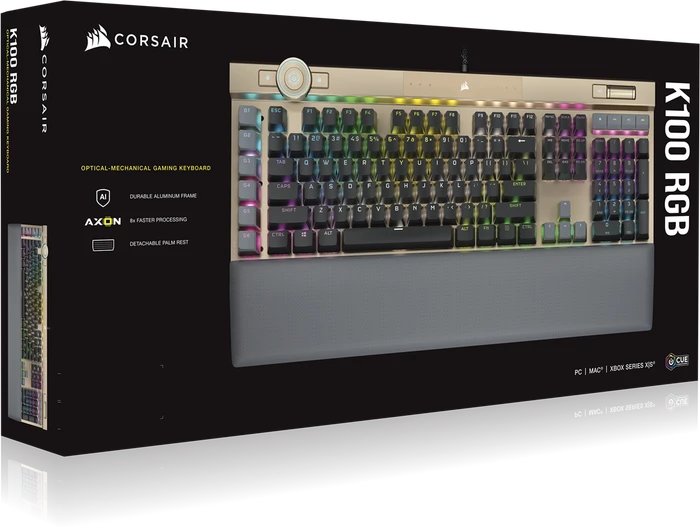 Corsair Gaming K100 RGB Midnight Gold, Corsair OPX, USB, US