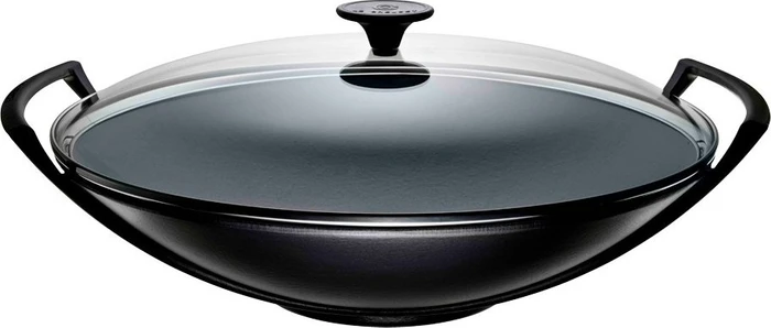 Le Creuset Gusseisen Wok Pfanne 36cm schwarz matt