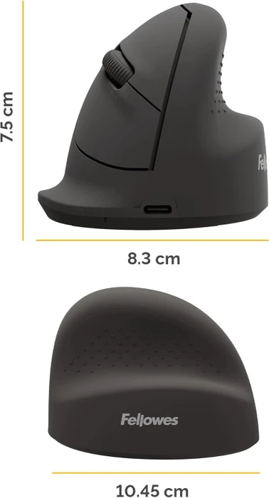 Fellowes Breyta Vertical Mouse, medium, schwarz, USB/Bluetooth
