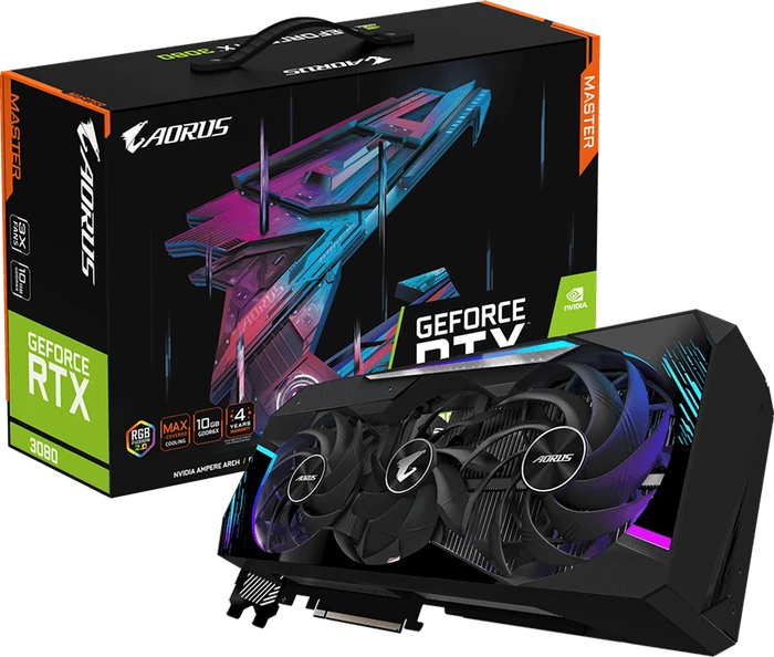 GIGABYTE AORUS GeForce RTX 3080 Master 10G (Rev. 2.0), 10GB GDDR6X, 3x HDMI, 3x DP
