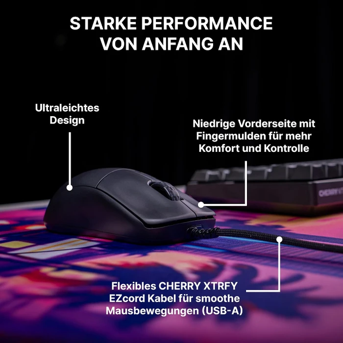 Cherry XTRFY M42V2 Ultra-Light Gaming Mouse schwarz, USB