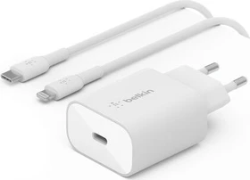 Belkin BoostCharge USB-C-Ladegerät + USB-C/Lightning-Kabel (25W) weiß