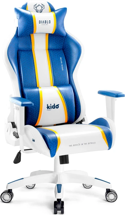 Diablo Chairs X-One 2.0 Kido Kinder-Gamingstuhl, Aqua Blue, blau/weiß