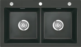 systemceram Mera Twin Einbau Doppelspüle mit Ablauffernbedienung schiefer