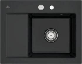 Villeroy & Boch Subway 45 Compact Einbau Becken rechts mit Ablauffernbedienung pure black