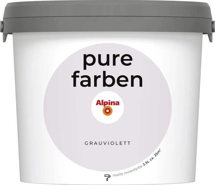 Alpina Farben Pure Farben Wandfarbe grauviolett innen grau, 2.5l