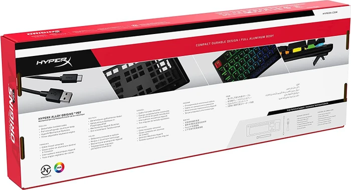 HP HyperX Alloy Origins PBT, LEDs RGB, HyperX RED, USB, DE
