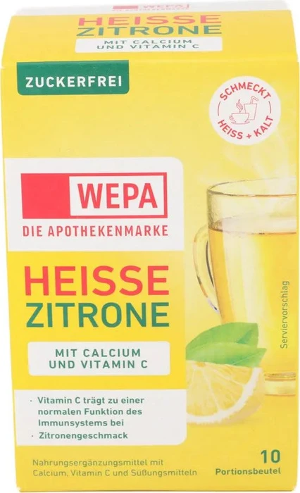 Wepa Heiße Zitrone + Vitamin C + Calcium Pulver Beutel, 100g (10x 10g)