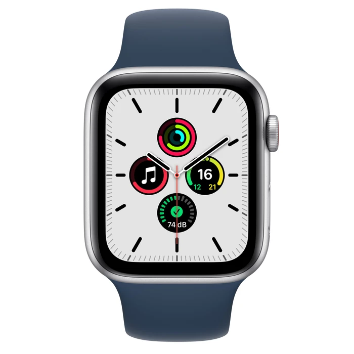 Apple Watch SE (GPS + Cellular) 44mm silber mit Sportarmband abyssblau