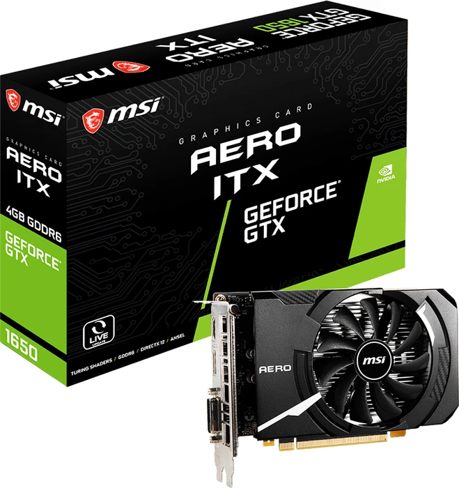 MSI GeForce GTX 1650 D6 Aero ITX, 4GB GDDR6, DVI, HDMI, DP