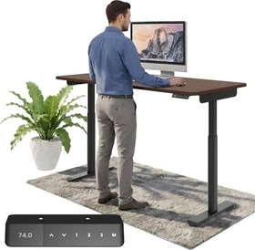 Ergotopia Desktopia One elektrisch höhenverstellbarer Sitz-Steh-Schreibtisch 120x65cm Nussbaum/schwarz