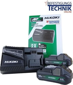 Hikoki UC18YFSLWFZ Starterset 18V, 2.0Ah, Li-Ionen, 2 Akkus [4.0Ah] [72Wh]