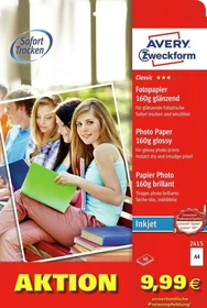Avery-Zweckform Classic Inkjet Fotopapier glänzend weiß, A4, 160g/m², 40 Blatt