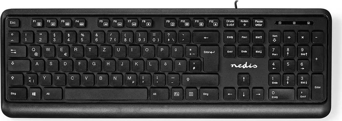 Nedis Multimedia Tastatur, schwarz, USB, DE