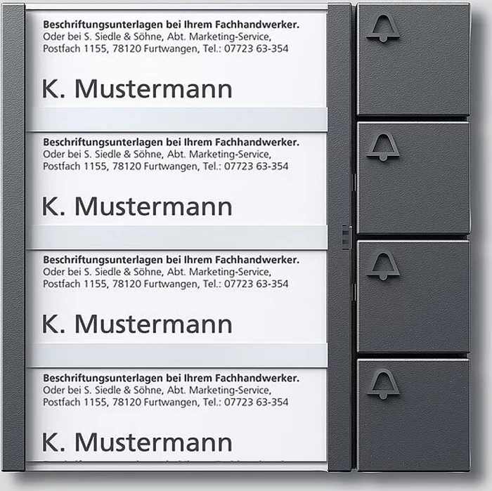 Siedle Tastenmodul TM 612-4 DG, grau, 4 Ruftasten