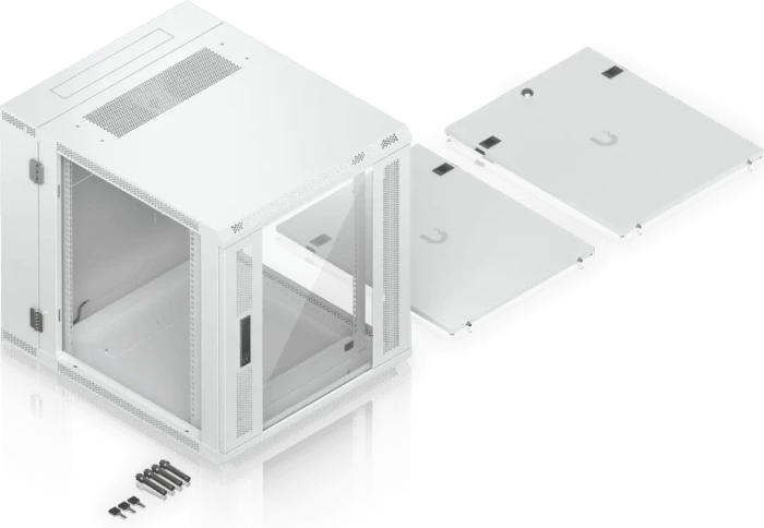 Ubiquiti 12U Rack Cabinet, 19" Wandgehäuse 12HE, Glastür, weiß, 720mm tief