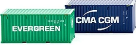 Wiking Zubehör Zubehörpackung 20' Container NG Evergreen + CMA-CGM
