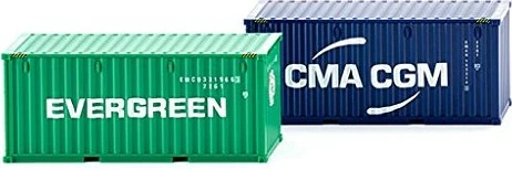 Wiking Zubehör Zubehörpackung 20' Container NG Evergreen + CMA-CGM