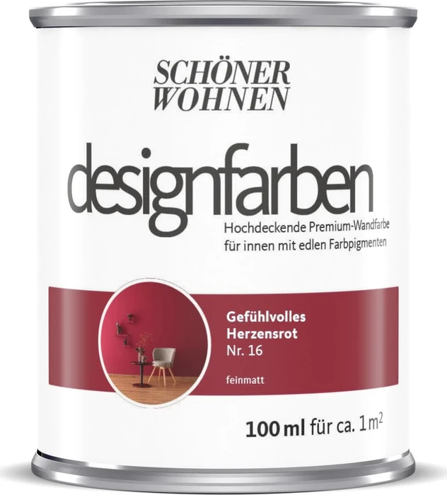 Schöner Wohnen Designfarben innen gefühlvolles herzensrot, 100ml