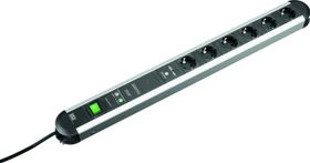 Bachmann Primo, 6-fach, Schalter, Überspannungsschutz, Netzfilter, 2x USB-A, 1.8m, schwarz/silber