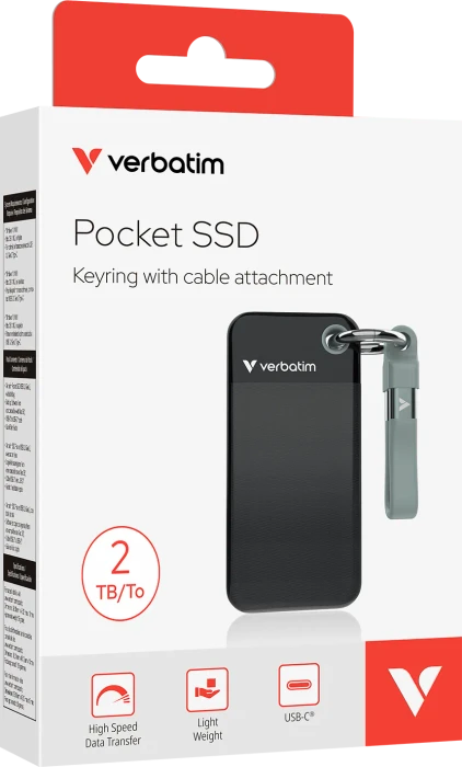 Verbatim Pocket SSD, schwarz/grau, 2TB, USB-C 3.1