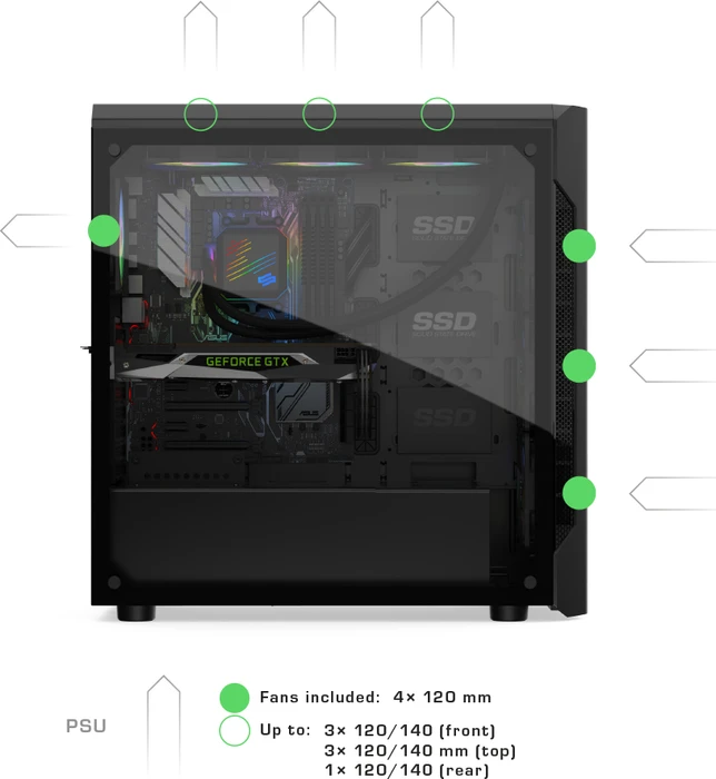 Endorfy SilentiumPC Armis AR7X Evo TG RGB, Glasfenster