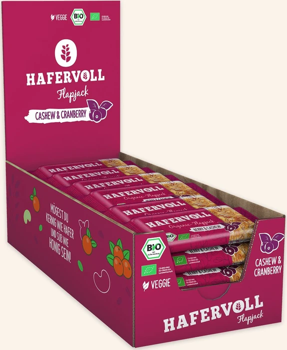 Hafervoll Organic Flapjack Berry&Cashew Haferriegel 1.08kg (18x 60g)