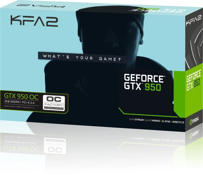 KFA2 GeForce GTX 950 OC LP, 2GB GDDR5, DVI, HDMI, DP