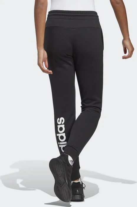 adidas Essentials Linear French Terry Cuffed Trainingshose lang schwarz/weiß (Damen)
