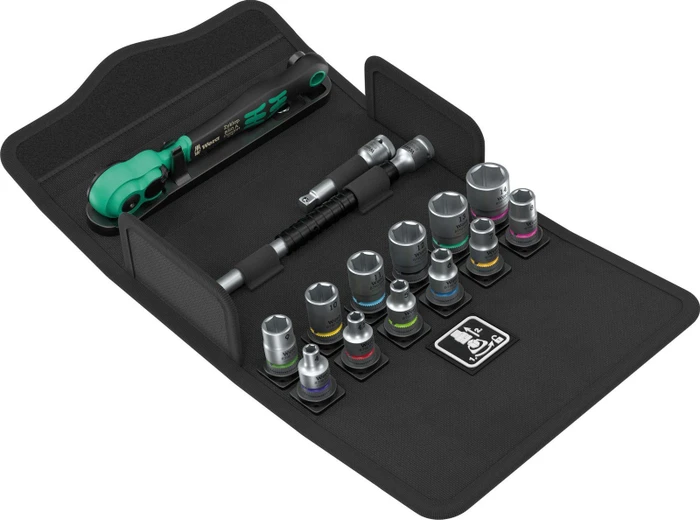 Wera Kraftform Kompakt 8100 SA 13 Zyklop Comfort Knarrensatz Steckschlüsselsatz inkl. Tasche, 15-tlg.