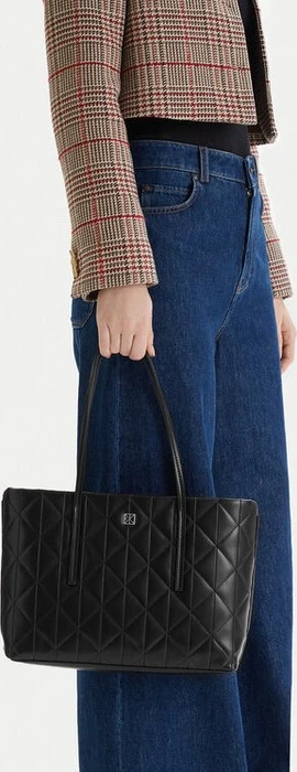 Calvin Klein Quilted Emblem Logo Shopper schwarz