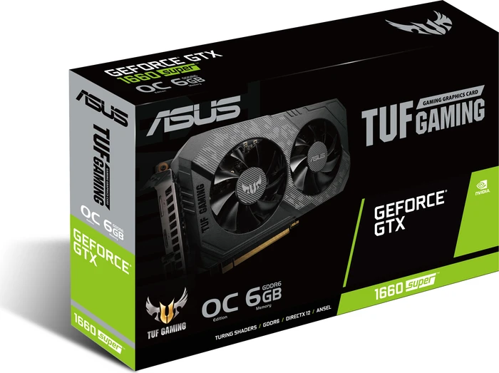 ASUS TUF Gaming GeForce GTX 1660 SUPER OC, TUF-GTX1660S-O6G-GAMING, 6GB GDDR6, DVI, HDMI, DP