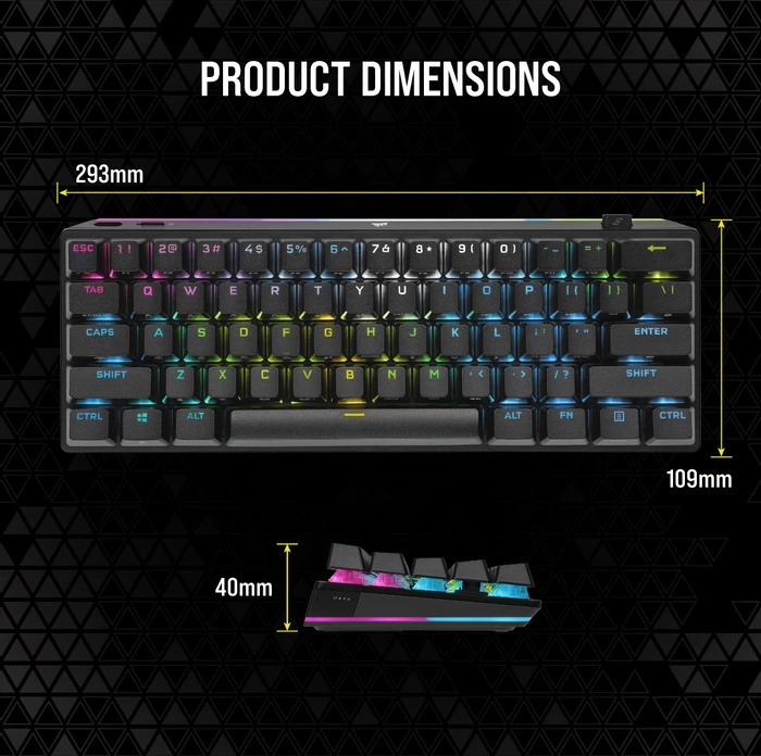 Corsair Gaming K70 PRO MINI Wireless, MX SPEED RGB Silver, USB/Bluetooth, US