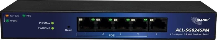 Allnet SG82 Desktop Gigabit Smart Switch, 5x RJ-45, 70W PoE+