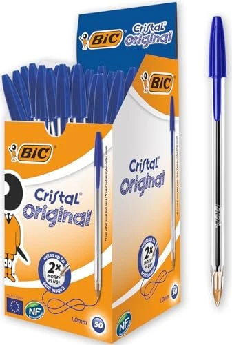 BIC Cristal Original medium Kugelschreiber blau/transparent, 50er-Pack