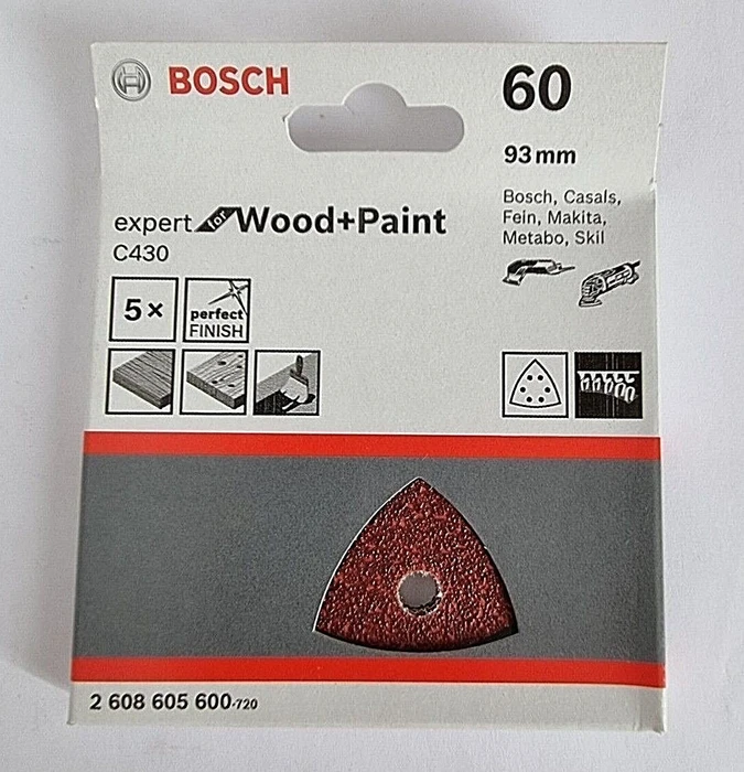Bosch Professional C430 Best for Wood and Paint Schleifblatt K60, 93mm, 5 Stück