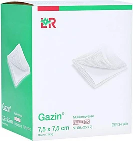 Lohmann & Rauscher Gazin Mullkompresse steril 8-fach, 7.5 x 7.5cm, 50 Stück (25x 2 Stück)