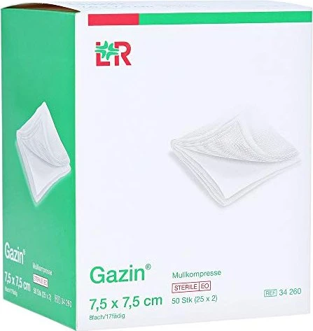 Lohmann & Rauscher Gazin Mullkompresse steril 8-fach, 7.5 x 7.5cm, 50 Stück (25x 2 Stück)
