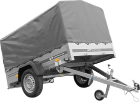 Unitrailer Garden Trailer 201 Kipp mit Stützrad, grauer Hochplane und Hochspriegel