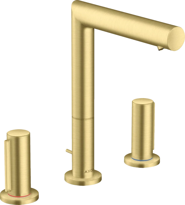Hansgrohe Axor Uno 3-Loch Waschtischarmatur 200 mit Zerogriffen und Zugstangen-Ablaufgarnitur brushed brass