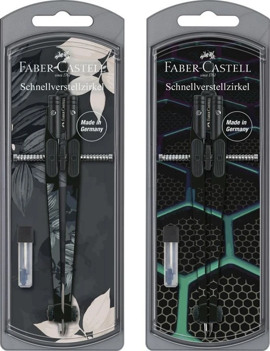 Faber-Castell Urban Look Schnellverstellzirkel, farbig sortiert, Klarsichtetui
