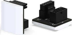 EZDIY-FAB 12VHPWR Winkeladapter 180°, Slim, Variante RVS, Sense-Pins an der Unterseite, weiß
