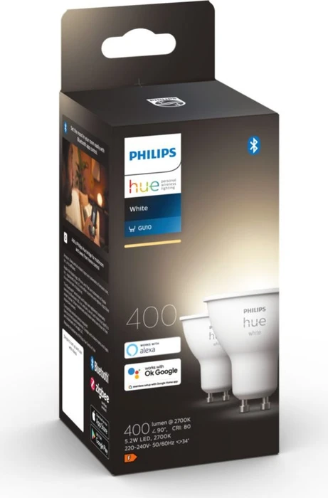 Philips Hue White 400 LED-Bulb GU10 5.2W/827, 2 Stück