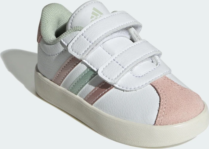 adidas VL Court 3.0 cloud white/linen green metallic/sandy pink metallic (Junior)