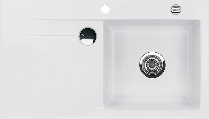 systemceram Stema 90 Einbau Becken rechts mit Ablauffernbedienung satin