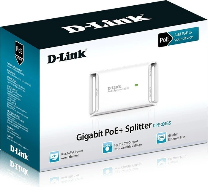 D-Link Desktop Gigabit PoE-Splitter, 2x RJ-45, PoE+ PD