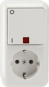 Merten Aufputz Kombination SCHUKO-Steckdose Aus-Kontrollschalter, polarweiß
